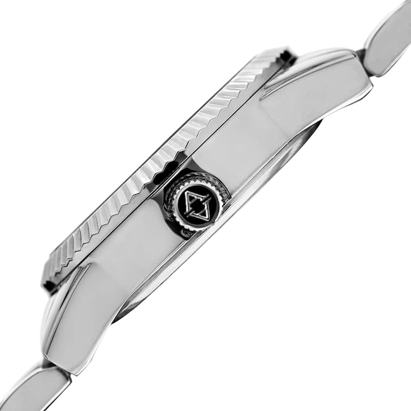 Akribos XXIV Women's Quartz Diamond Date Stainless Steel Silver-Tone Bracelet Watch