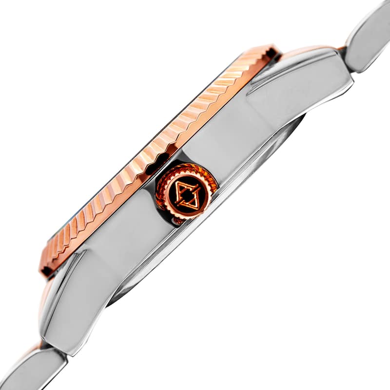 Akribos XXIV Women's Quartz Diamond Date Stainless Steel Two-Tone Bracelet Watch