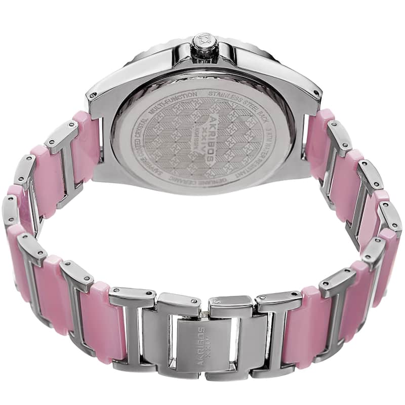Akribos XXIV Women's Quartz Multifunction Crystal Silver-Tone Bracelet Watch