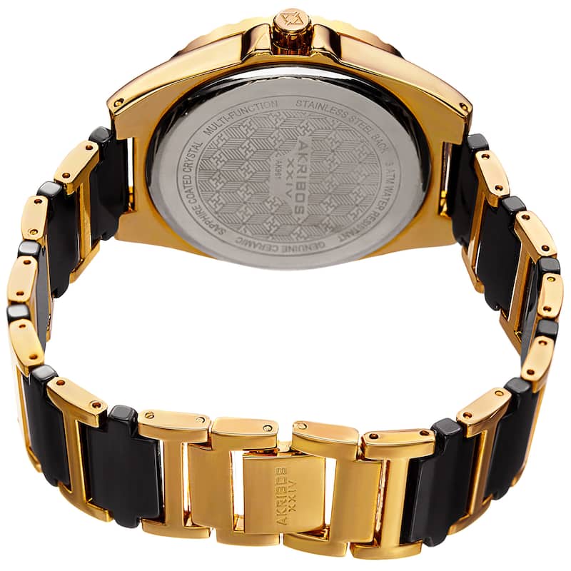 Akribos XXIV Women's Quartz Multifunction Crystal Gold-Tone Bracelet Watch