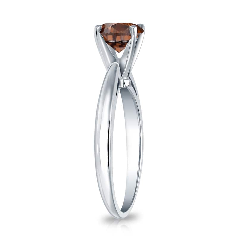 Auriya 1/2cttw Round Solitaire Brown Diamond Ring 14k Gold
