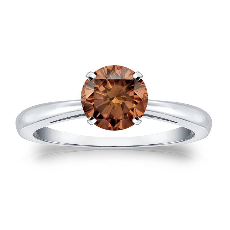 Auriya 3/4cttw Round Solitaire Brown Diamond Ring 14k Gold