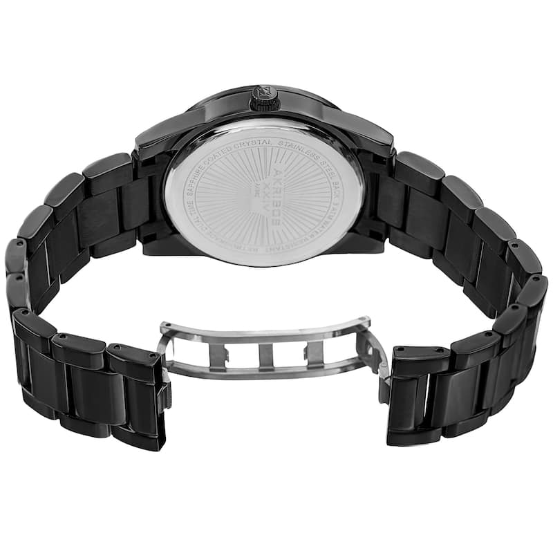 Akribos XXIV Men's Quartz Retrograde Stainless Steel Black Bracelet Watch