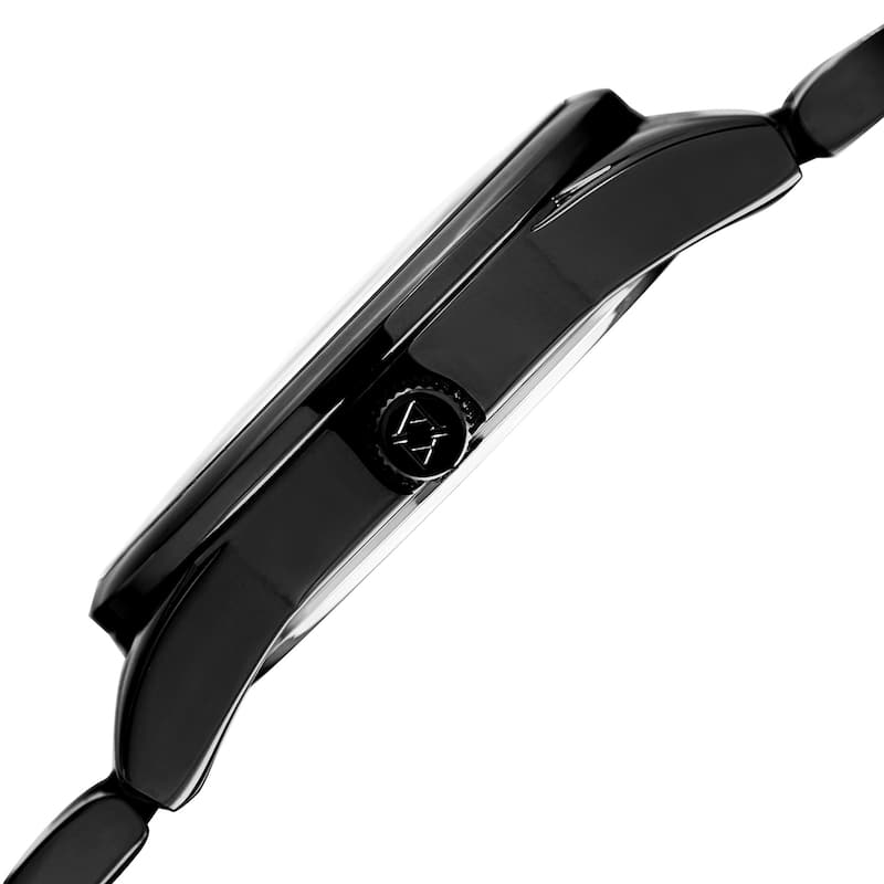Akribos XXIV Men's Quartz Retrograde Stainless Steel Black Bracelet Watch