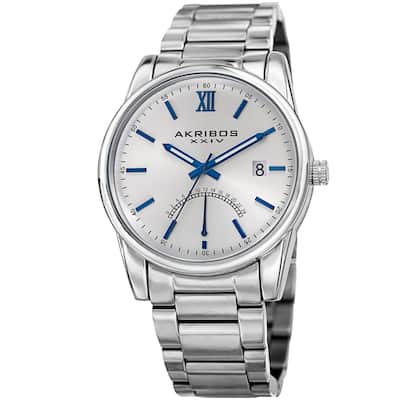 Akribos XXIV Men's Quartz Retrograde Stainless Steel Silver-Tone Bracelet Watch
