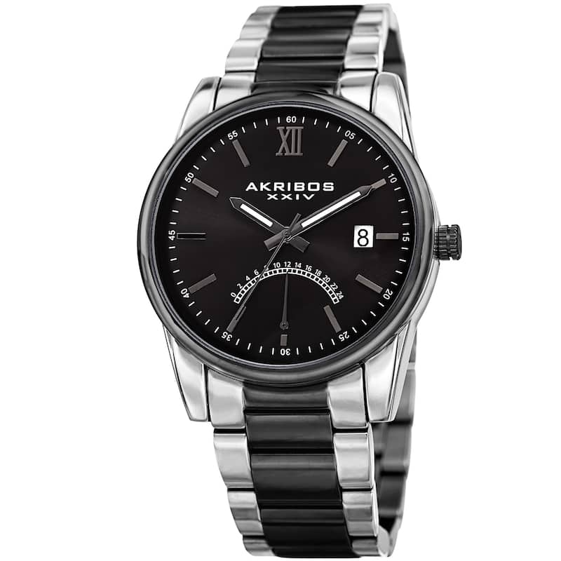Akribos XXIV Men's Quartz Retrograde Stainless Steel Two-Tone/ Black Bracelet Watch