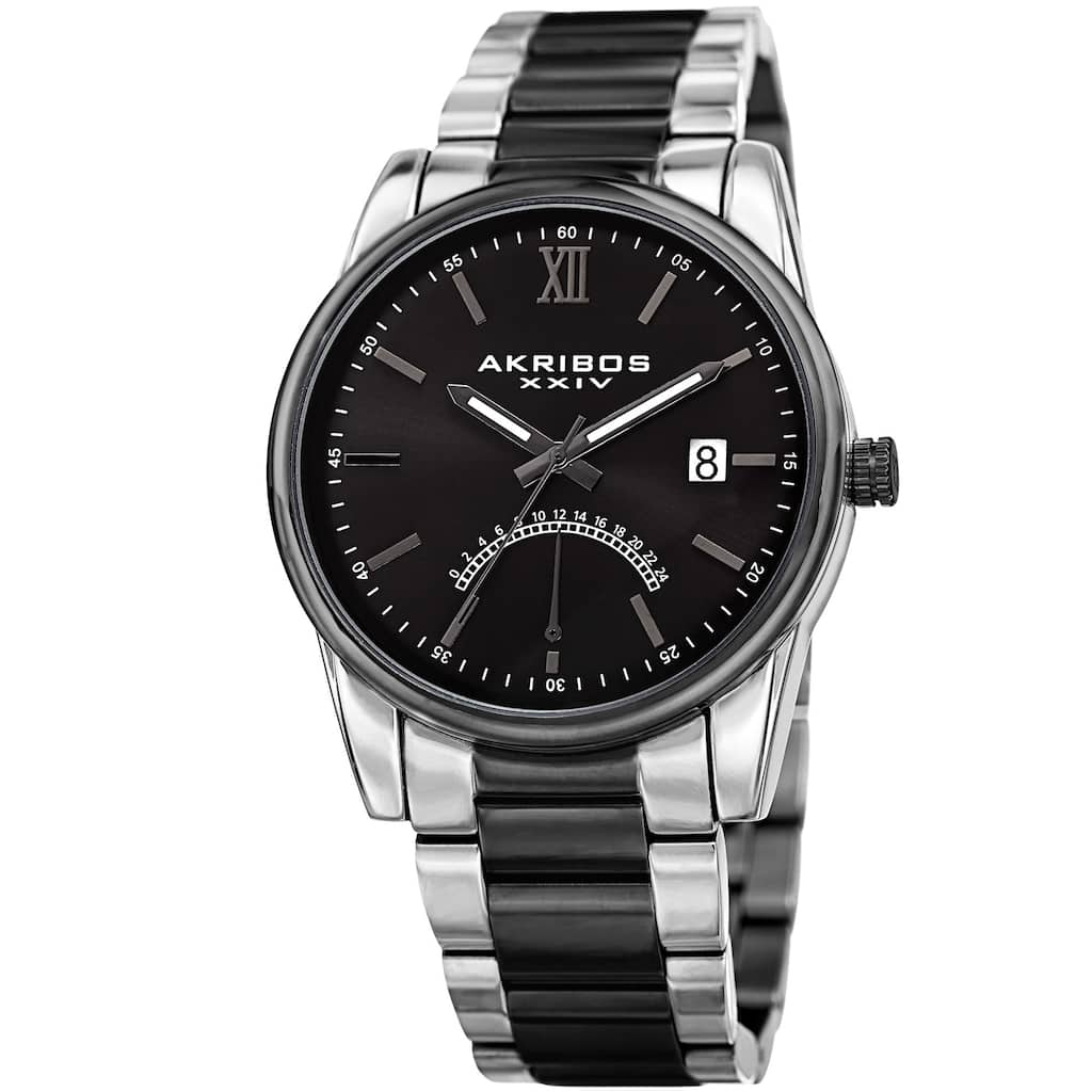 Akribos XXIV Men's Quartz Retrograde Stainless Steel Two-Tone/ Black Bracelet Watch