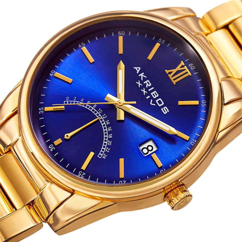 Akribos XXIV Men's Quartz Retrograde Stainless Steel Gold-Tone Bracelet Watch