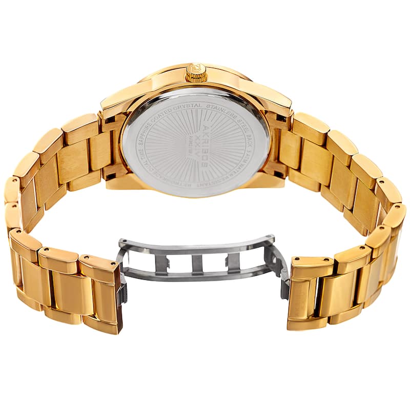 Akribos XXIV Men's Quartz Retrograde Stainless Steel Gold-Tone Bracelet Watch