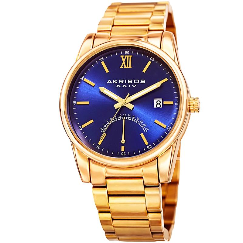 Akribos XXIV Men's Quartz Retrograde Stainless Steel Gold-Tone Bracelet Watch