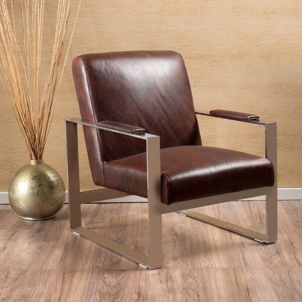 Shop Nero Leather Club Accent Chair By Christopher Knight Home