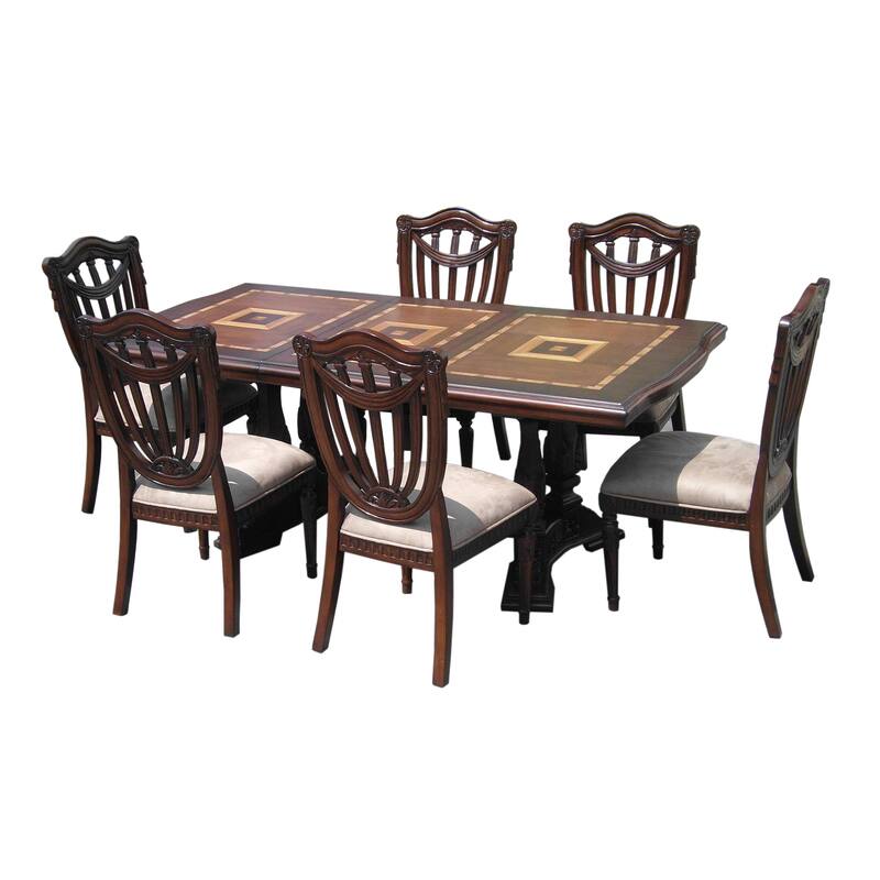 Handmade D-Art Sheraton 7-piece Mahogany Wood Extendable Dining Set (Indonesia)