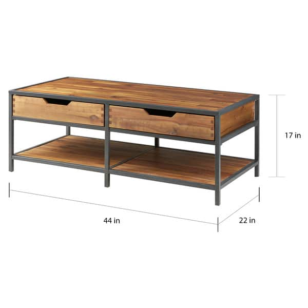 Madison Park Ryker Natural Wood and Gunmetal Frame Coffee Table