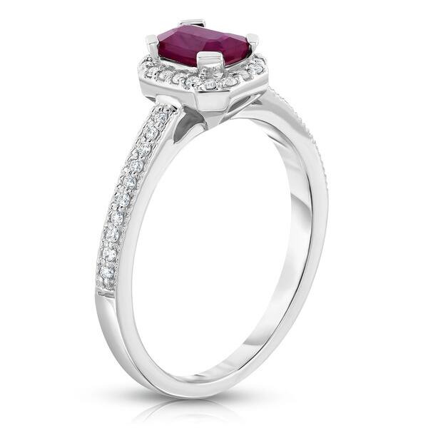 8Ct Emerald Cut Red Ruby Solitaire Engagement Wedding Ring 14K White Gold Finish