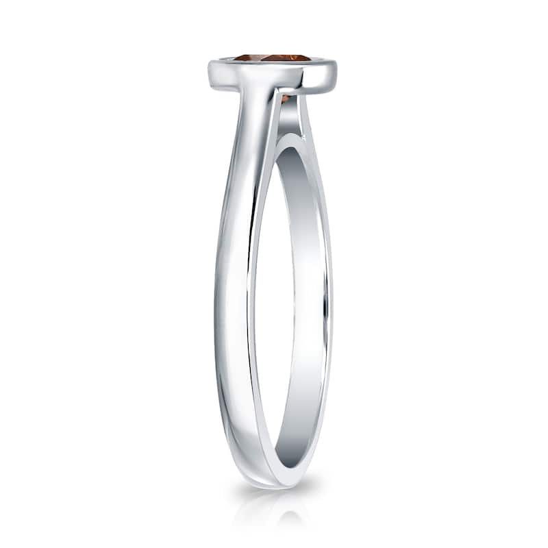 Auriya 1/4cttw Round Bezel Set Solitaire Brown Diamond Ring 14k Gold