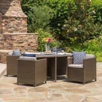 Puerta Outdoor 5-piece Wicker Dining Set with Cushions by Christopher Knight Home
