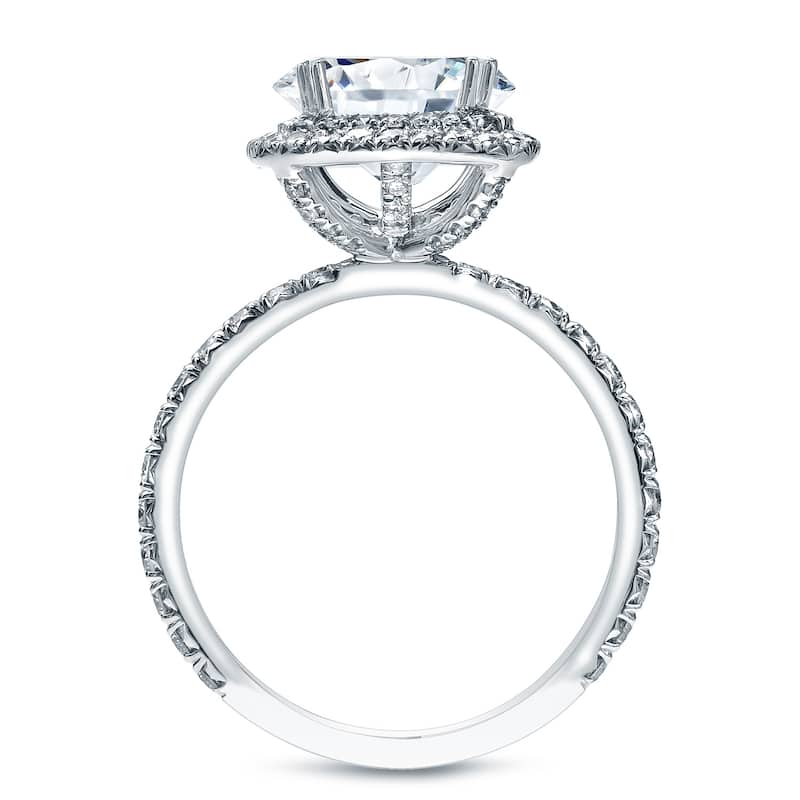 Auriya 14k Gold 1 3/4ct TDW Certified Cushion Cut Diamond Halo Engagement Ring