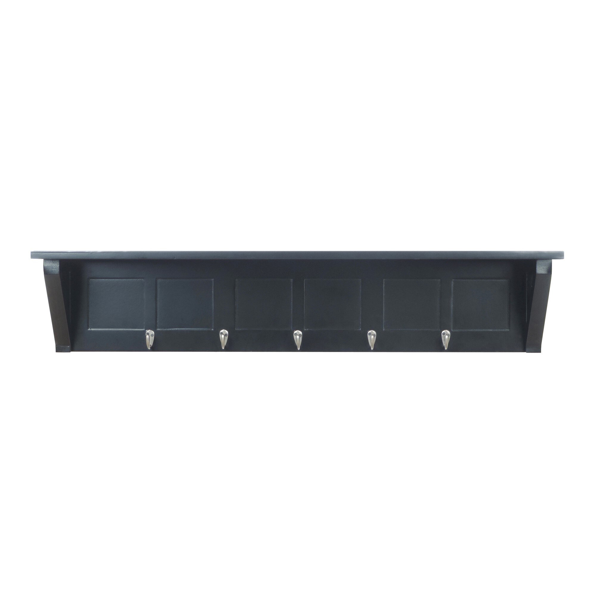 Black Wood Metal 40 Inch Wall Shelf With Hangers Metal 40 Inch Wall Shelf