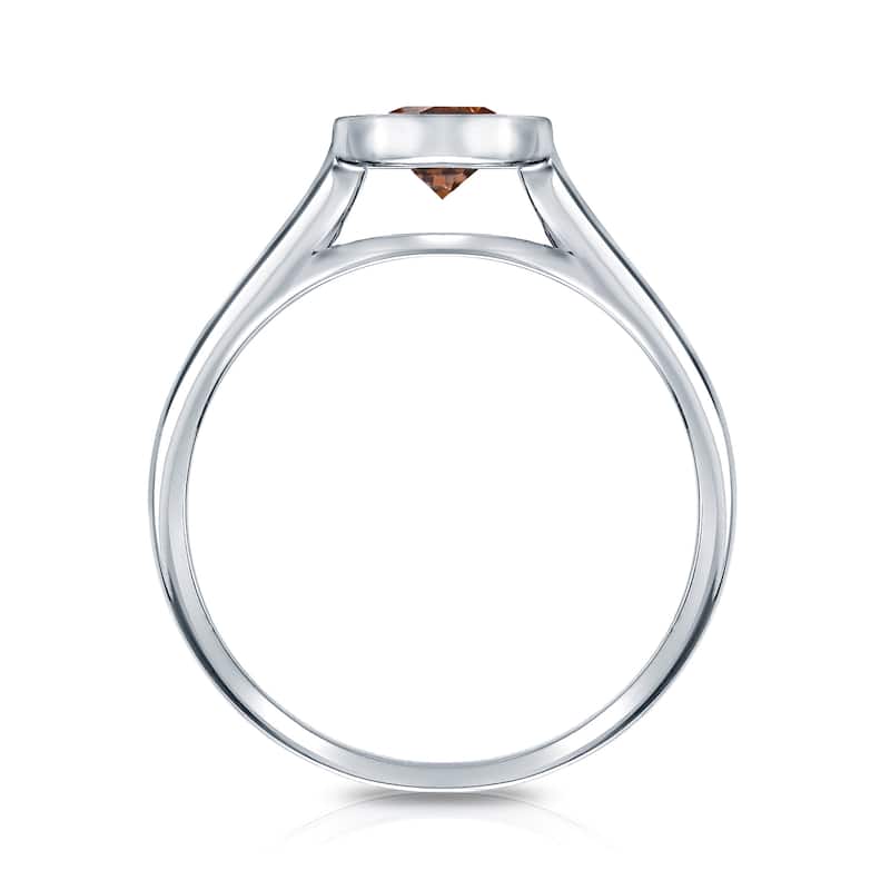 Auriya 1/2cttw Round Bezel Set Solitaire Brown Diamond Ring 14k Gold