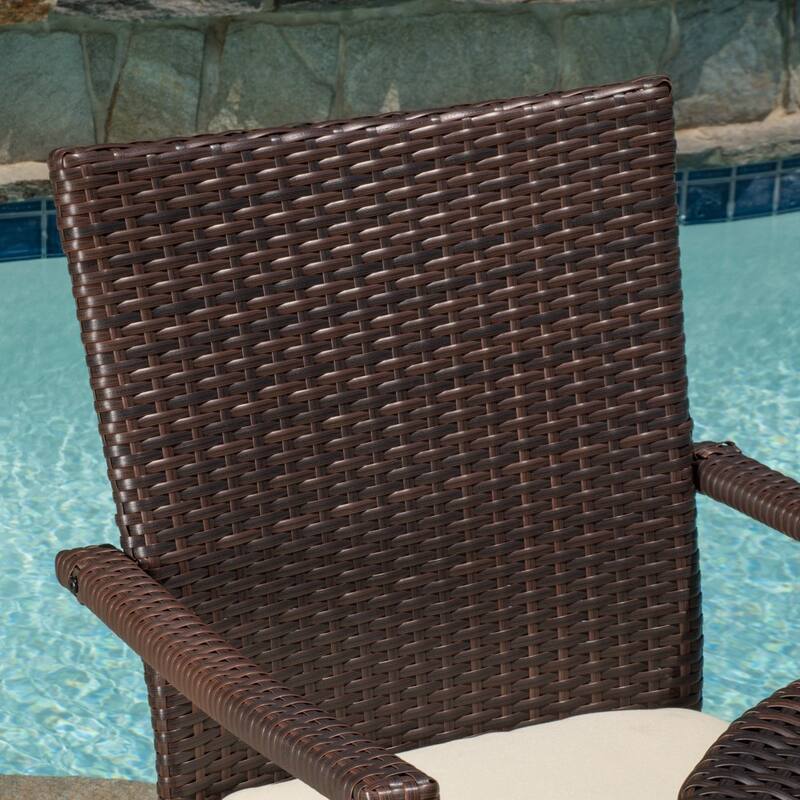 Christopher Knight Home 3-Piece Outdoor Wicker Chat Set with Cushions - N/A