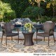 preview thumbnail 8 of 24, 3-piece Outdoor Wicker Chat Set with Cushions by Christopher Knight Home Mirage/Brown/No Cushion