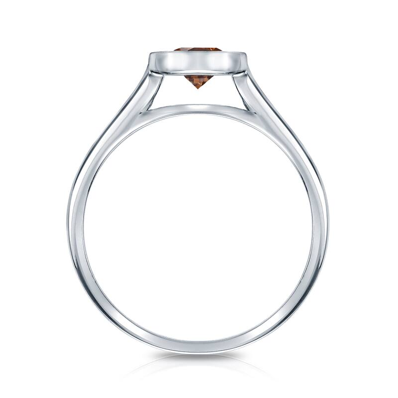 Auriya 3/4cttw Round Bezel Set Solitaire Brown Diamond Ring 14k Gold