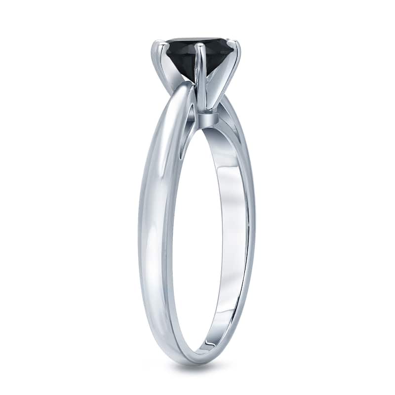 Auriya 1/2ctw Round Solitaire Black Diamond Engagement Ring 14k Gold 6-Prong