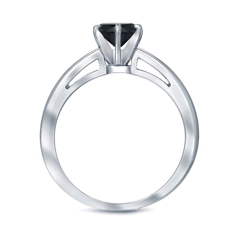 Auriya 14k Gold 2ctw Round Solitaire Black Diamond Engagement Ring 6-Prong