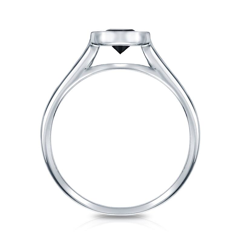 Auriya 14k Gold 1/2 carat TW Bezel-set Solitaire Black Diamond Engagement Ring