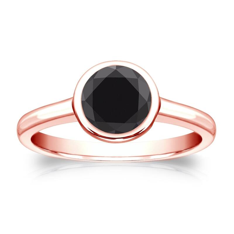 Auriya 14k Gold 1ctw Bezel-set Solitaire Black Diamond Engagement Ring