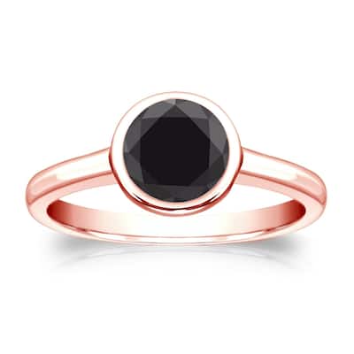Auriya 14k Gold 1ctw Bezel-set Solitaire Black Diamond Engagement Ring