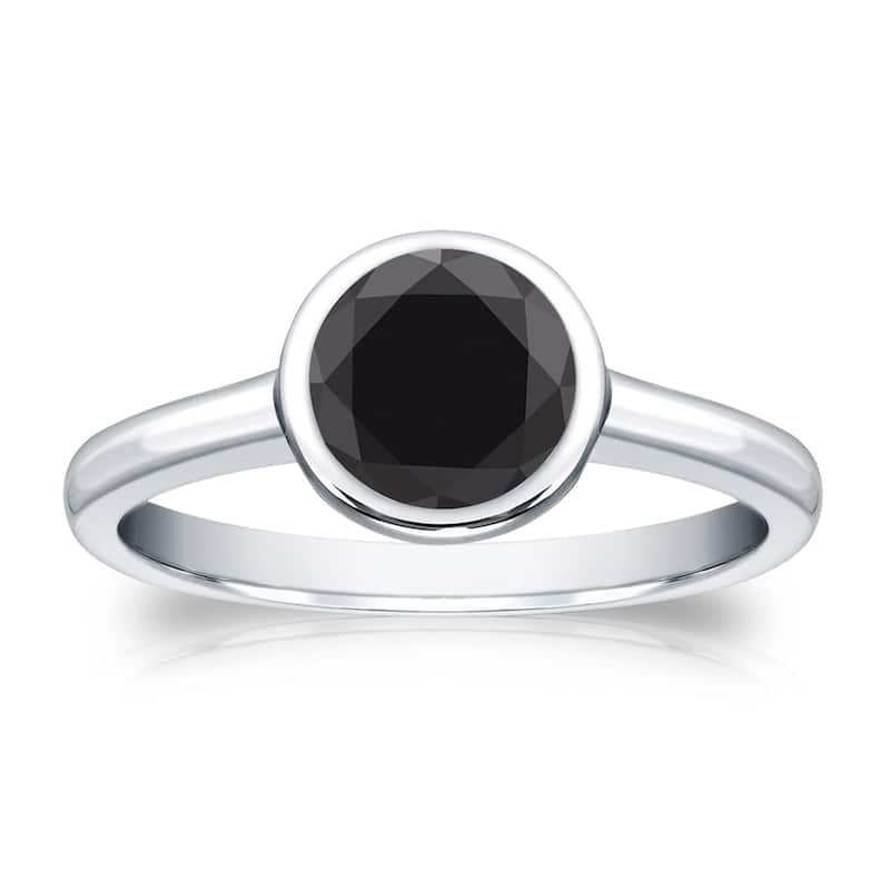 Auriya 14k Gold 1ctw Bezel-set Solitaire Black Diamond Engagement Ring