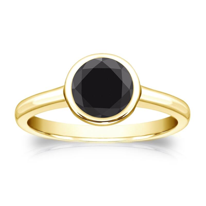 Auriya 14k Gold 1ctw Bezel-set Solitaire Black Diamond Engagement Ring