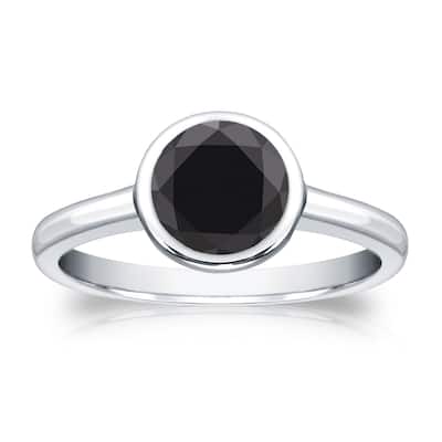 Auriya 14k Gold 1 1/4ctw Bezel-set Solitaire Black Diamond Engagement Ring