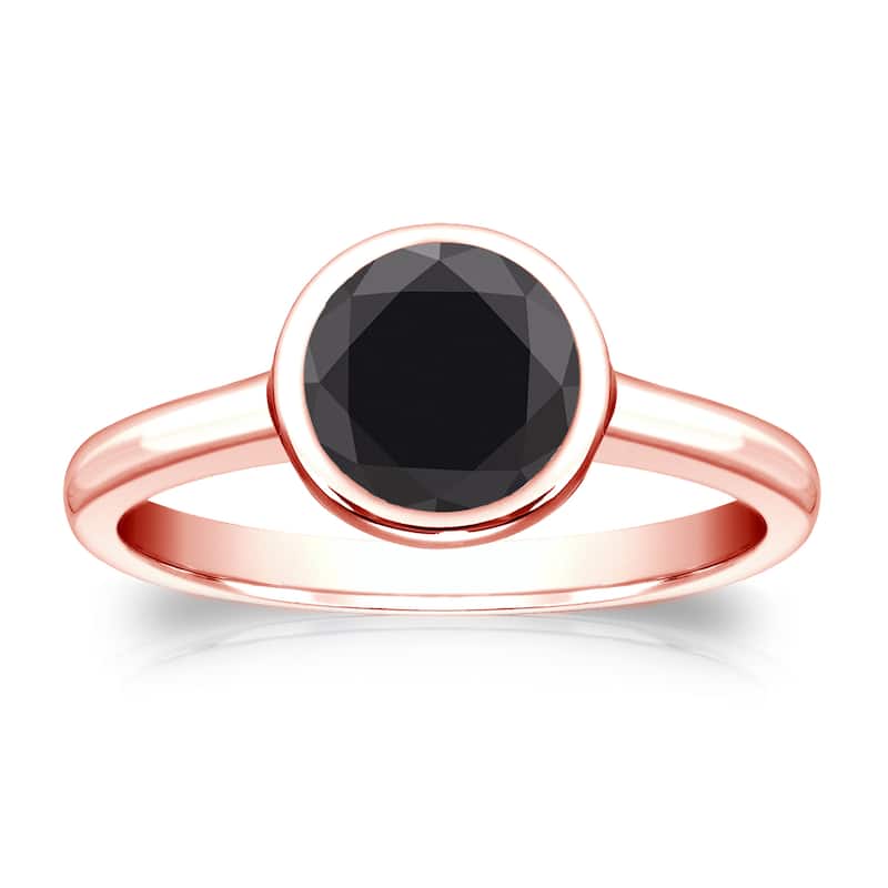 Auriya 14k Gold 1 1/4ctw Bezel-set Solitaire Black Diamond Engagement Ring