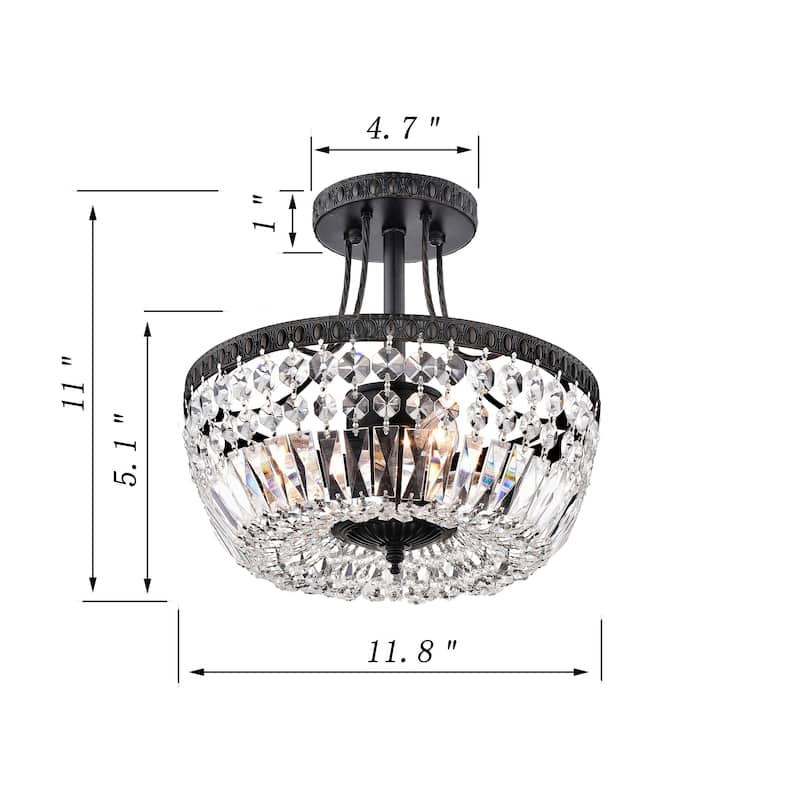 Achenar Crystal 3-light Semi Flush Mount