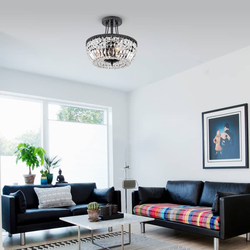 Achenar Crystal 3-light Semi Flush Mount