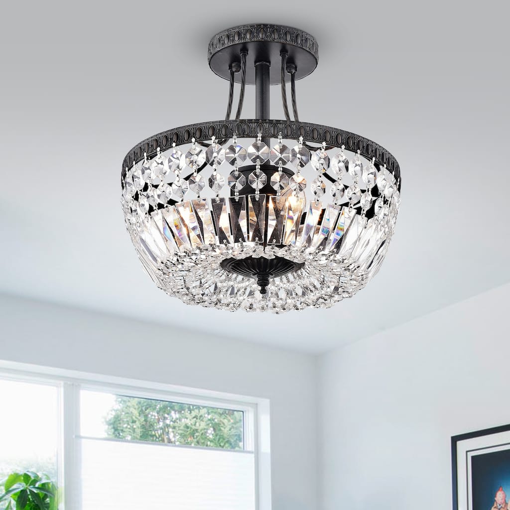 Achenar Crystal 3-light Semi Flush Mount