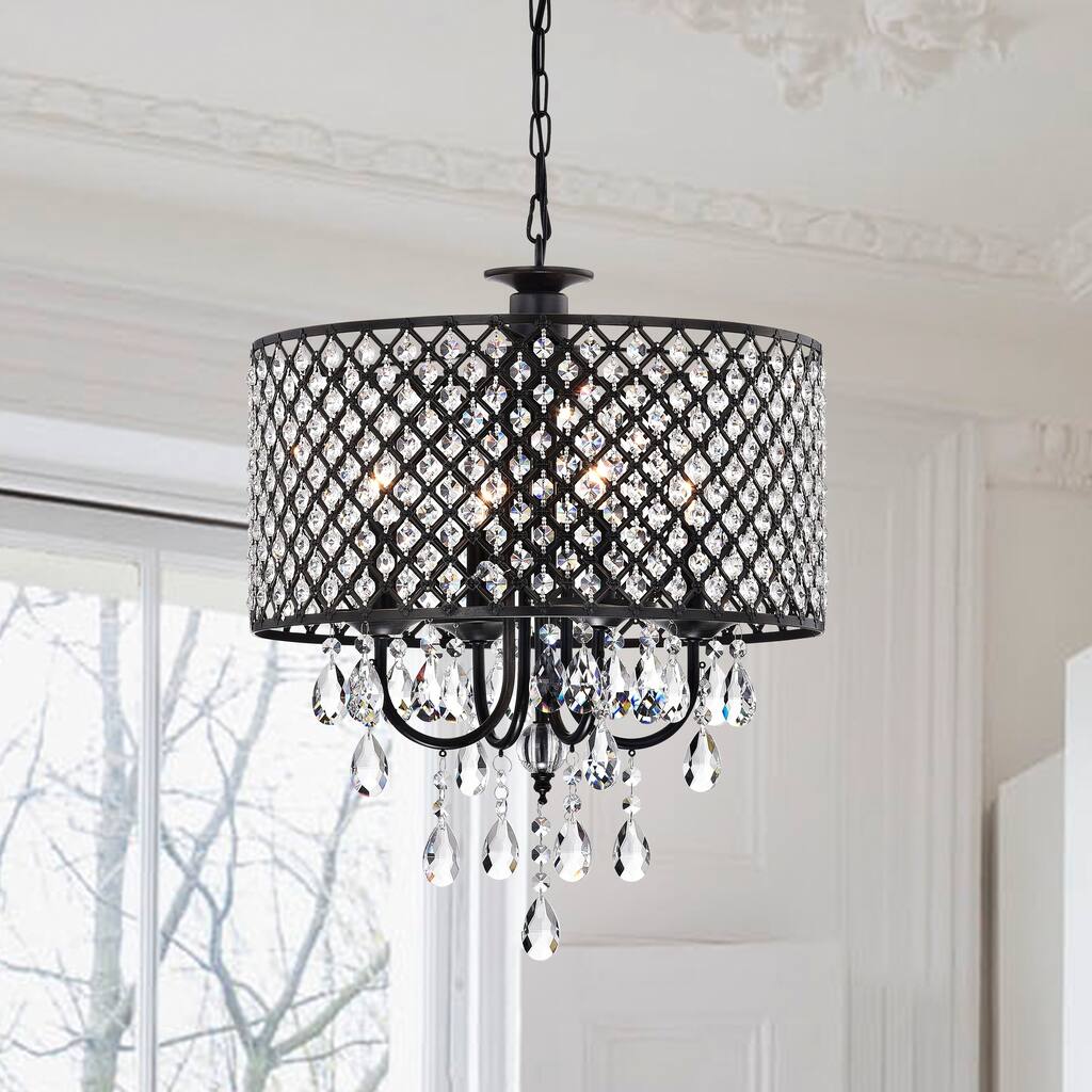 Pluto Crystal 4-light Dimmable Drum Chandelier