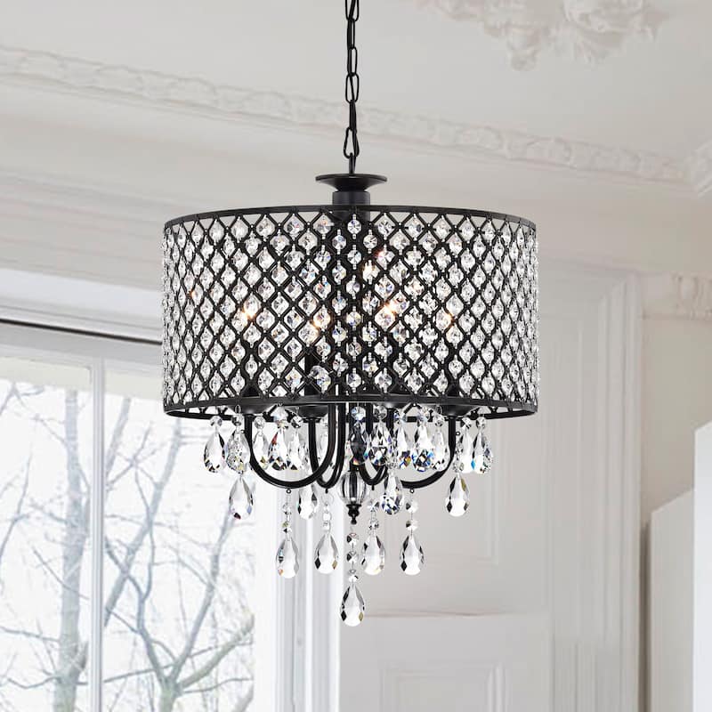 Pluto Crystal 4-light Dimmable Drum Chandelier