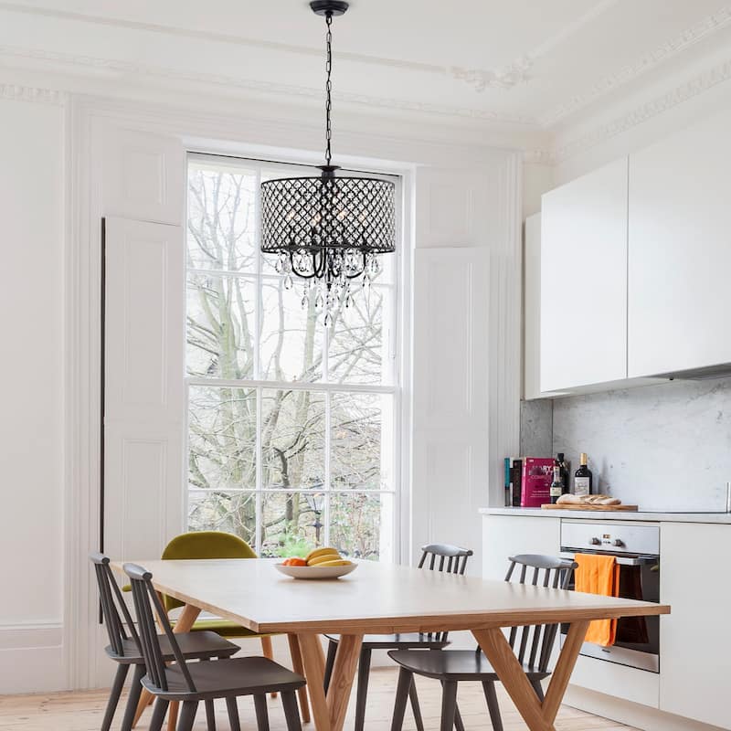 Pluto Crystal 4-light Dimmable Drum Chandelier