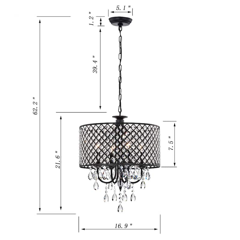 Pluto Crystal 4-light Dimmable Drum Chandelier