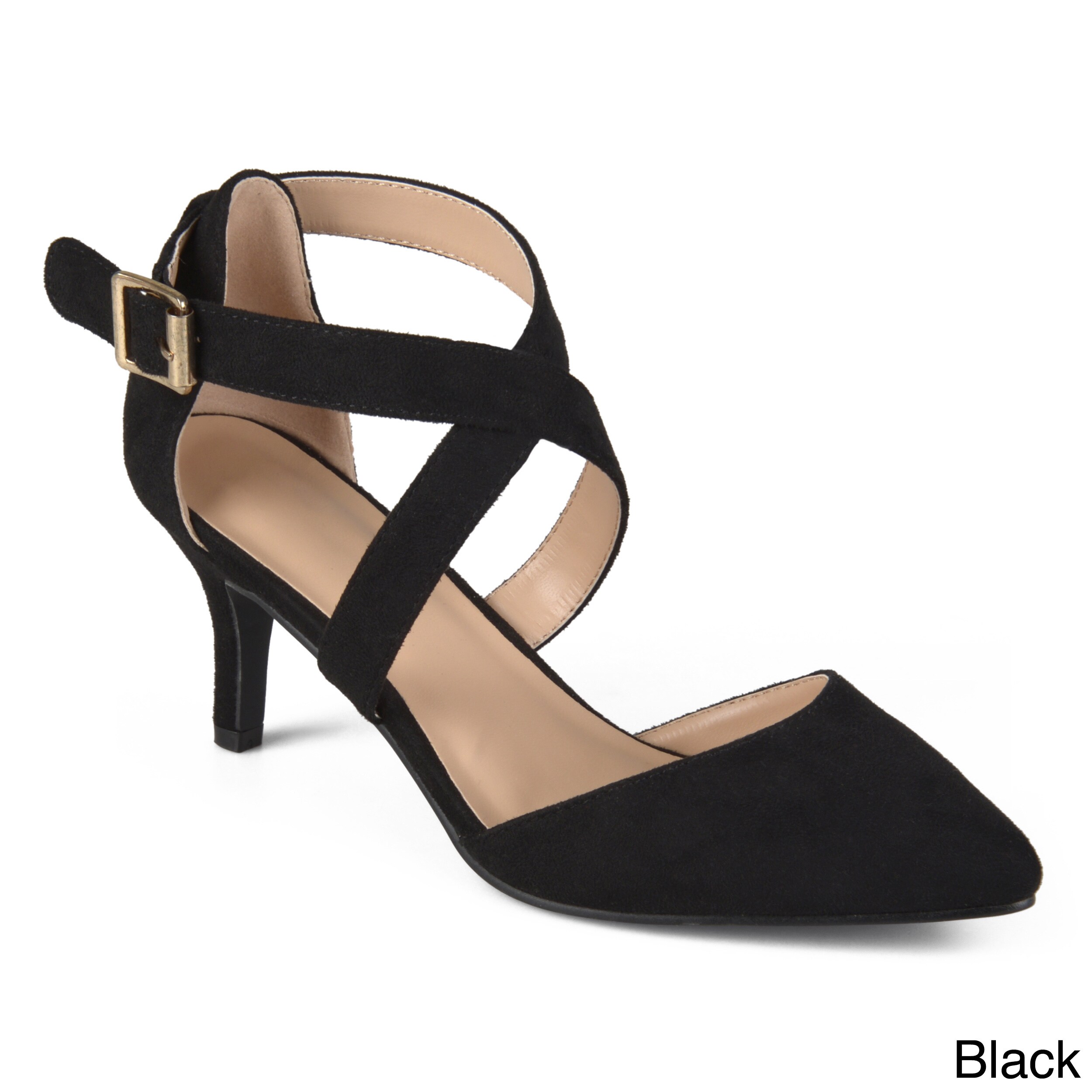 black cross strap heels