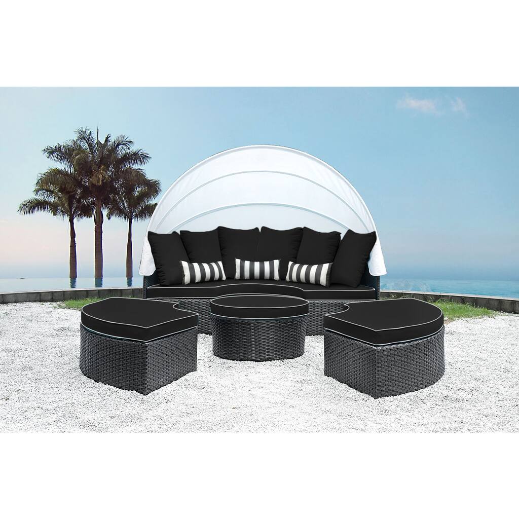 Solis Sombra 4-Piece Black and White Daybed