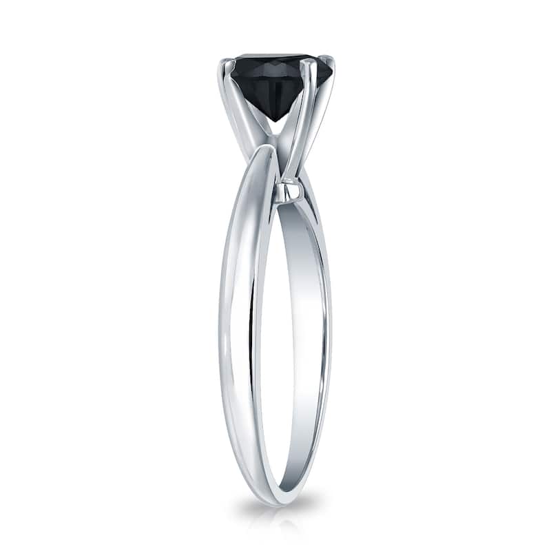 Auriya 14k Gold 1 1/4ct TDW Round Black Diamond Solitaire Engagement Ring
