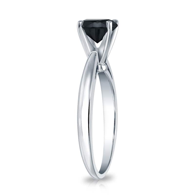 Auriya 14k Gold 2ctw Round Solitaire Black Diamond Engagement Ring