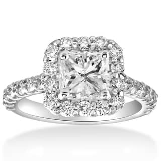 2 To 5 Carats Engagement Rings For Less 14k White Gold 2 Cttw Halo Princess Square Cut Diamond Enhanced Engagement Ring