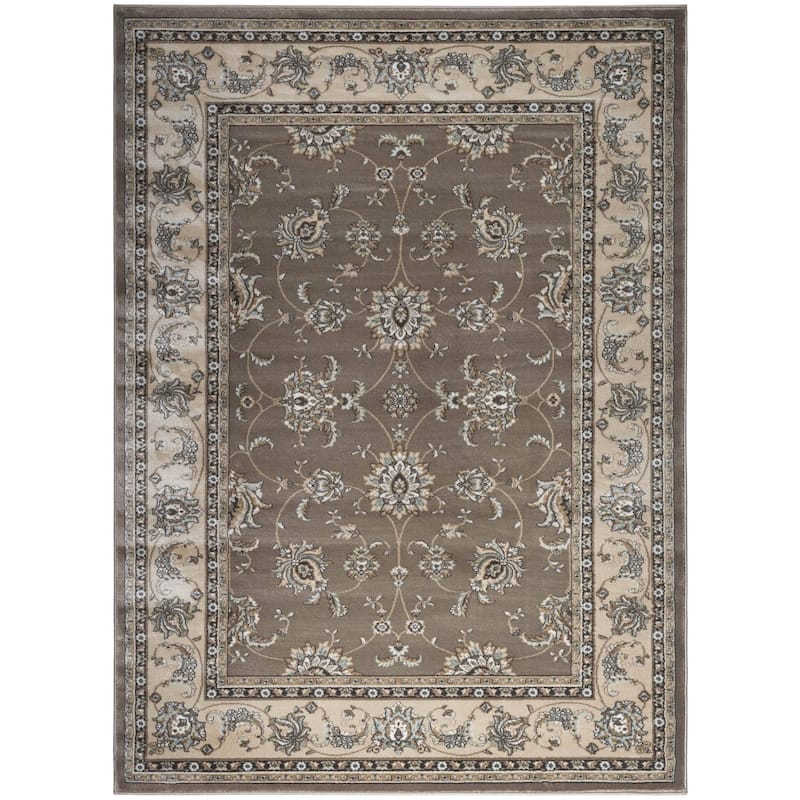 Admire Home Living Plaza Traditional Oriental Floral Scroll Pattern Area Rug - 7'10" x 10'6" - Brown