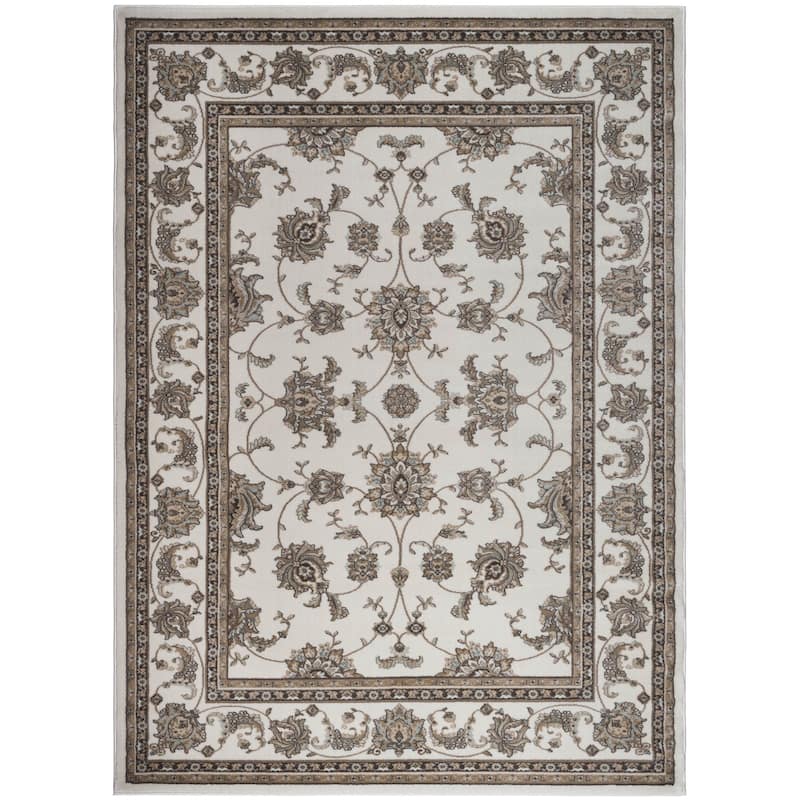 Admire Home Living Plaza Traditional Oriental Floral Scroll Pattern Area Rug - 7'9" x 10'6" - Bone