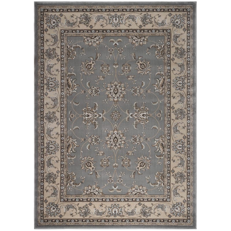 Admire Home Living Plaza Traditional Oriental Floral Scroll Pattern Area Rug - 7'10" x 10'6" - Grey